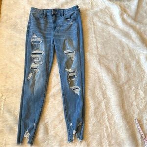 AEO Super High Rise Distressed Jeans